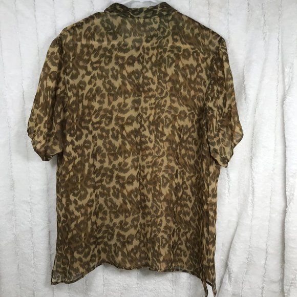 Silk Icon XL Women 100% Silk Leopard Print short sleeves - Picture 8 of 9